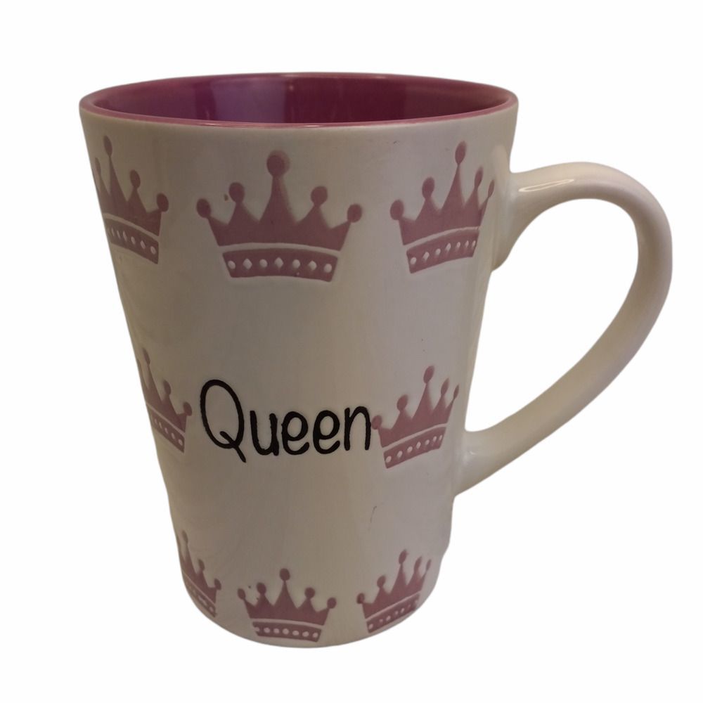 Queen with Crowns white and purple 14 oz Ceramic Coffee Mug